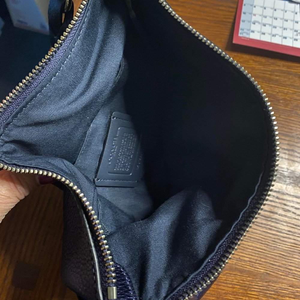 Coach Blue Pebble Leather Shoulder Bag